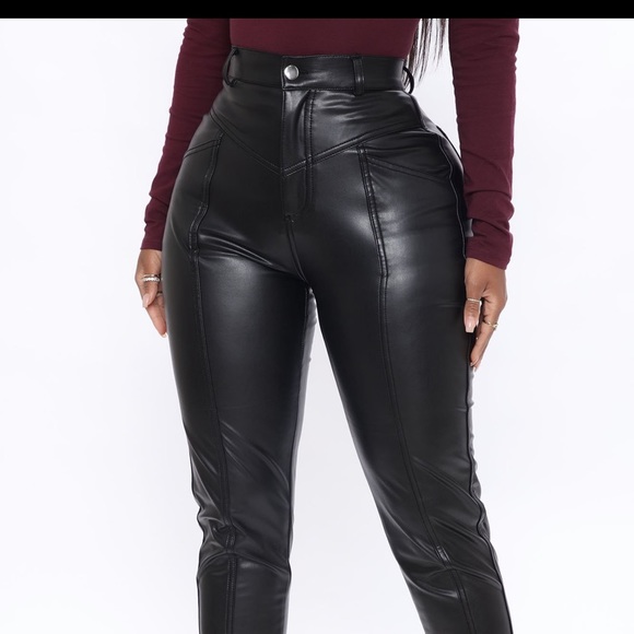 Black Faux Leather Trousers - Picture 2 of 3